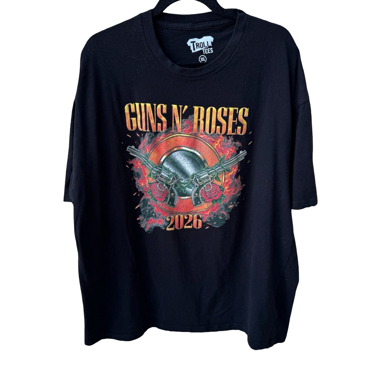 Guns N Roses World Tour 2026 Troll Tees Graphic Band T-Shirt Black Mens XXL
