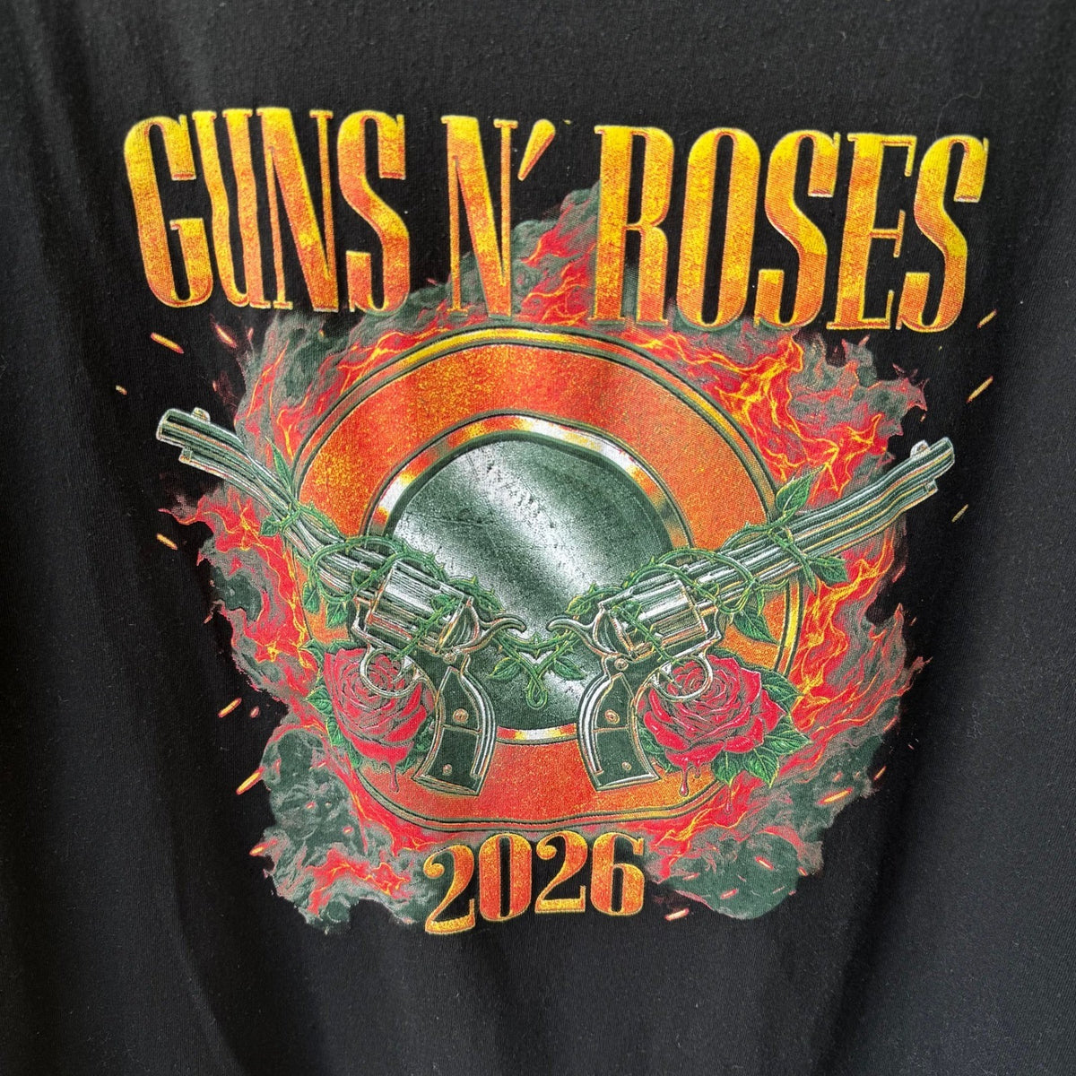 Guns N Roses World Tour 2026 Troll Tees Graphic Band T-Shirt Black Mens XXL
