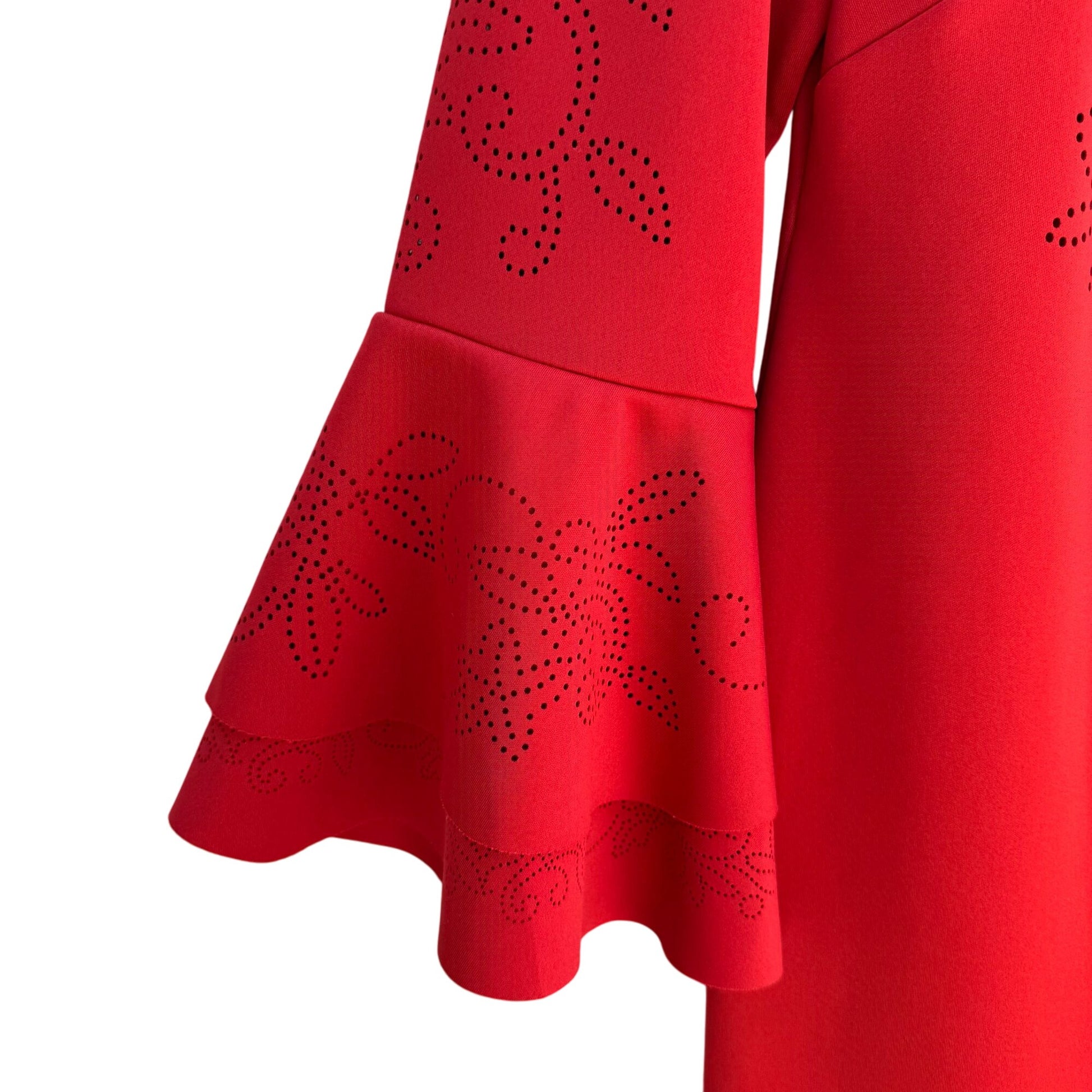 Alfani Red Bell Sleeve Scoop Neck Floral Cutouts Knee-Length Shift Dress 6P