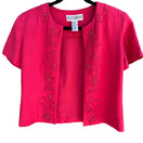 Switch JESSICA HOWARD Womens Pink Linen Blend Floral Beaded Embroidery Dress Jacket Set 6 2 image