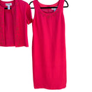 Switch JESSICA HOWARD Womens Pink Linen Blend Floral Beaded Embroidery Dress Jacket Set 6 3 image