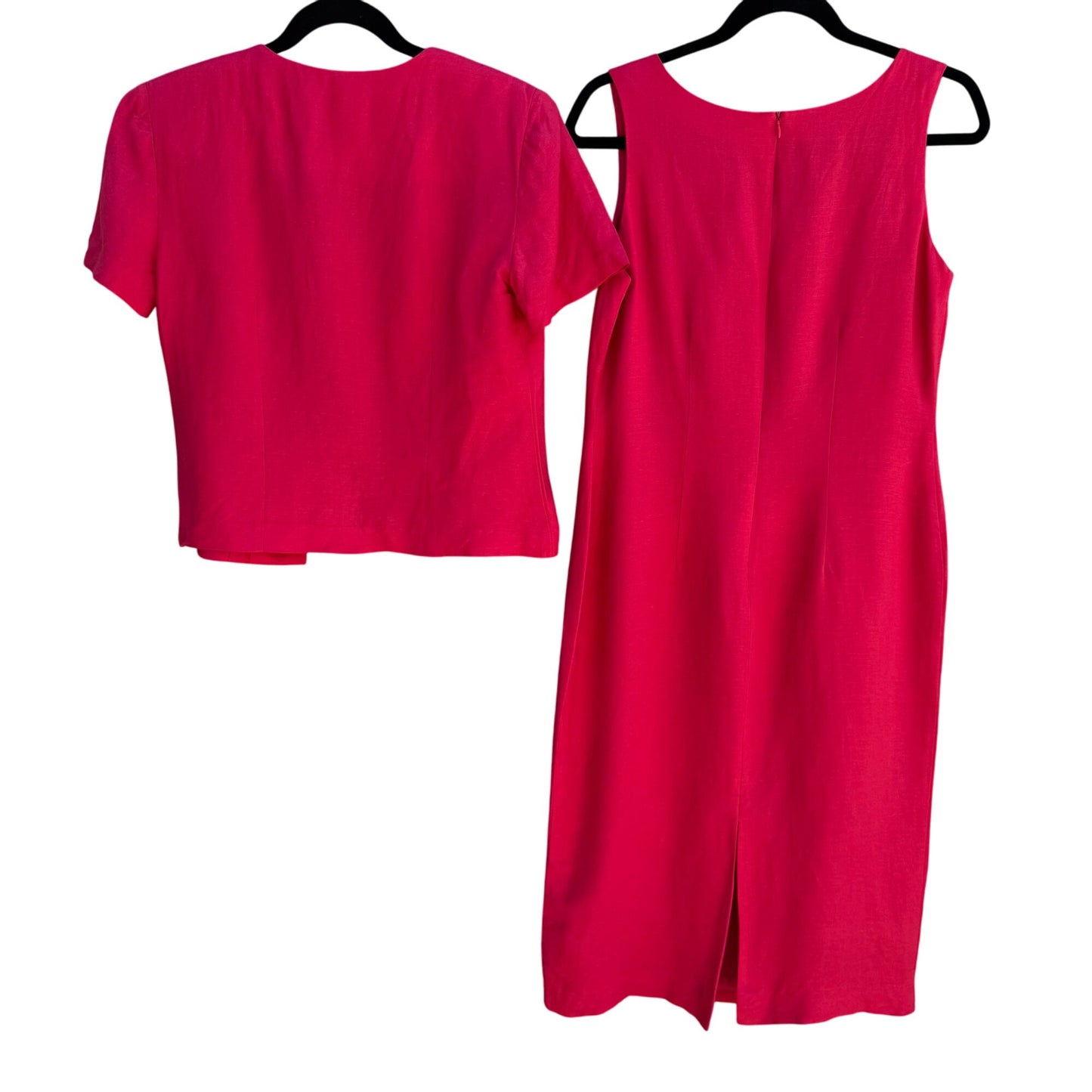 JESSICA HOWARD Womens Pink Linen Blend Floral Beaded Embroidery Dress Jacket Set 6