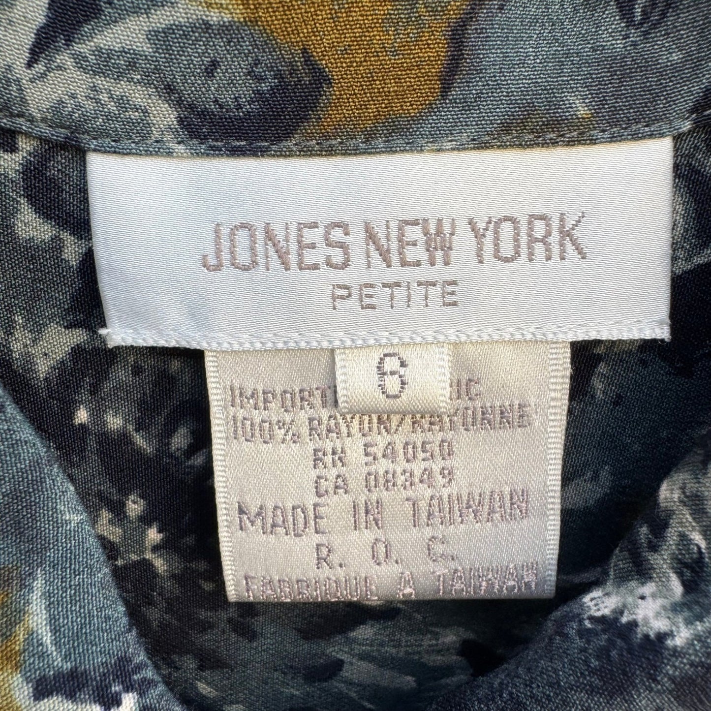 Jones New York Vintage 90s 2 Piece Set Floral Shirt Pleated Skirt Blue Grey 6P