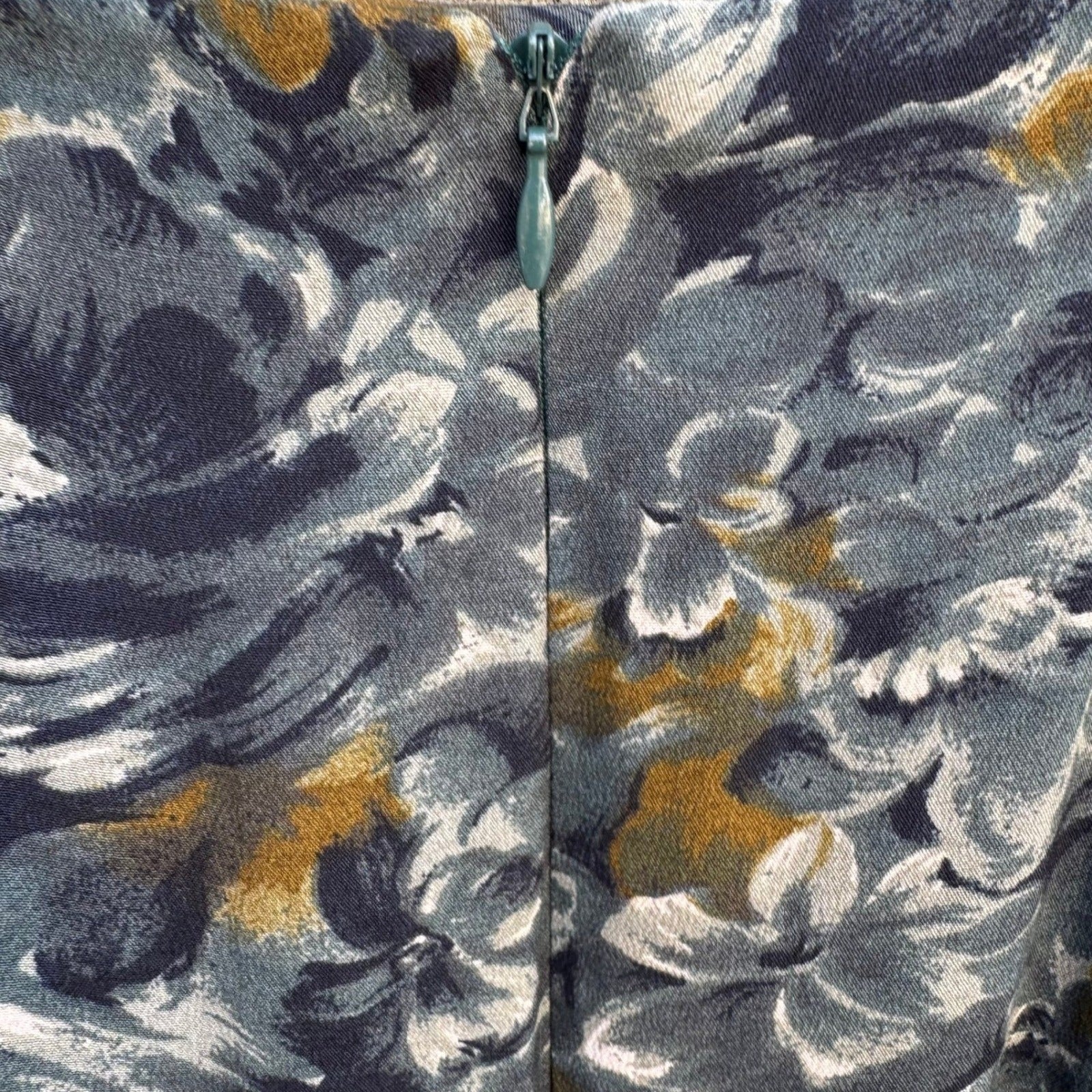 Jones New York Vintage 90s 2 Piece Set Floral Shirt Pleated Skirt Blue Grey 6P