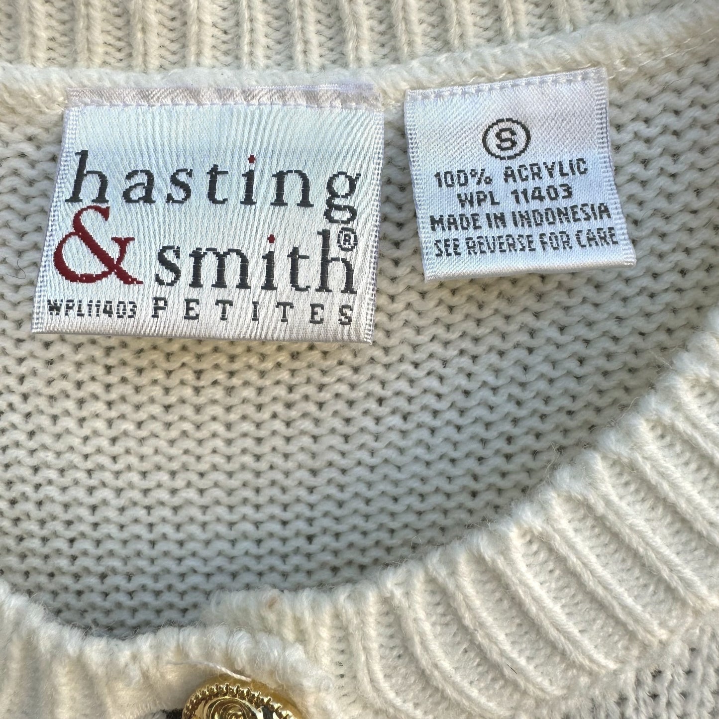 Hasting & Smith Petites Vintage Cable Knit Gold Button Down Cardigan Sweater S