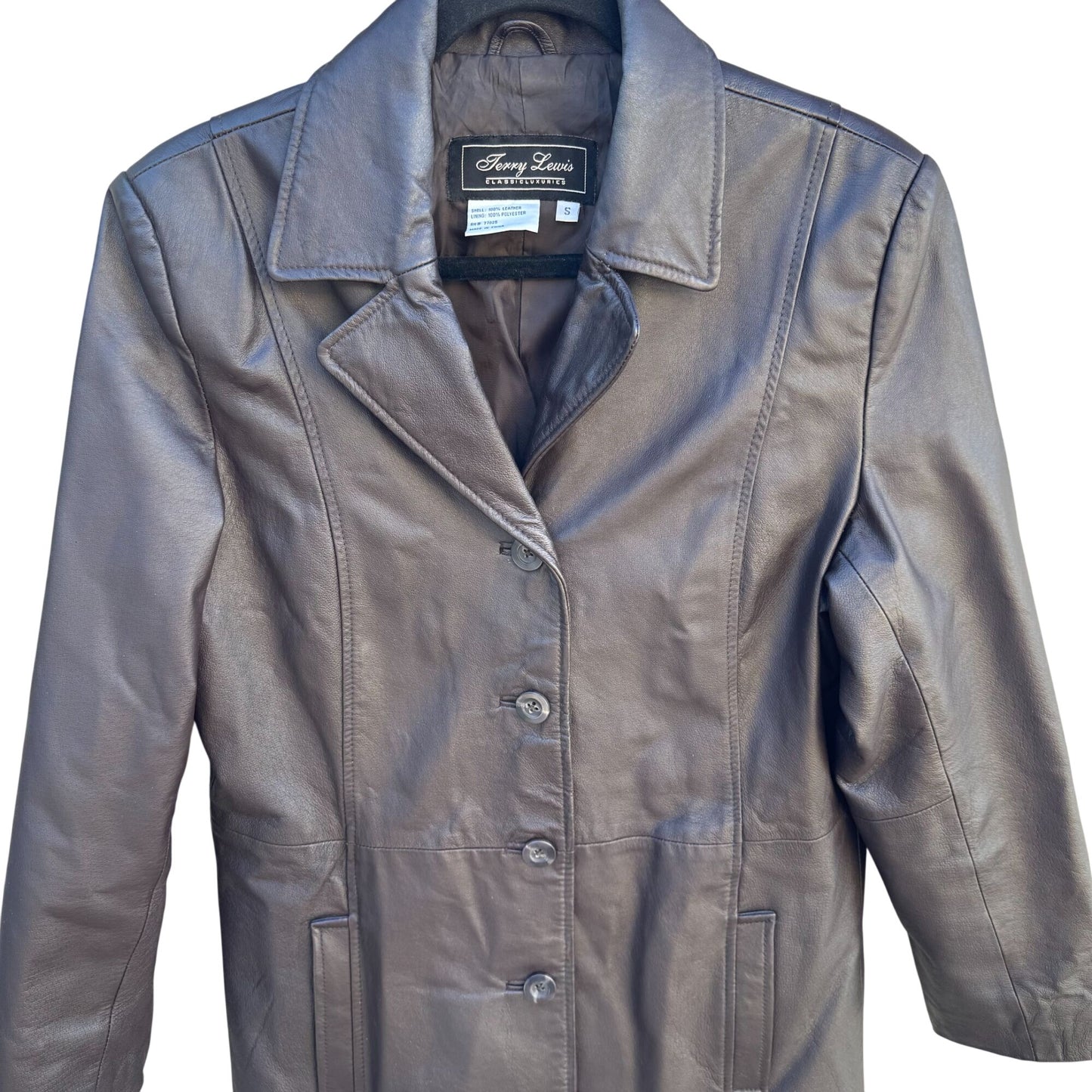 Terry Lewis Vintage Womens Brown Leather Blazer Jacket Coat S Classic Luxuries