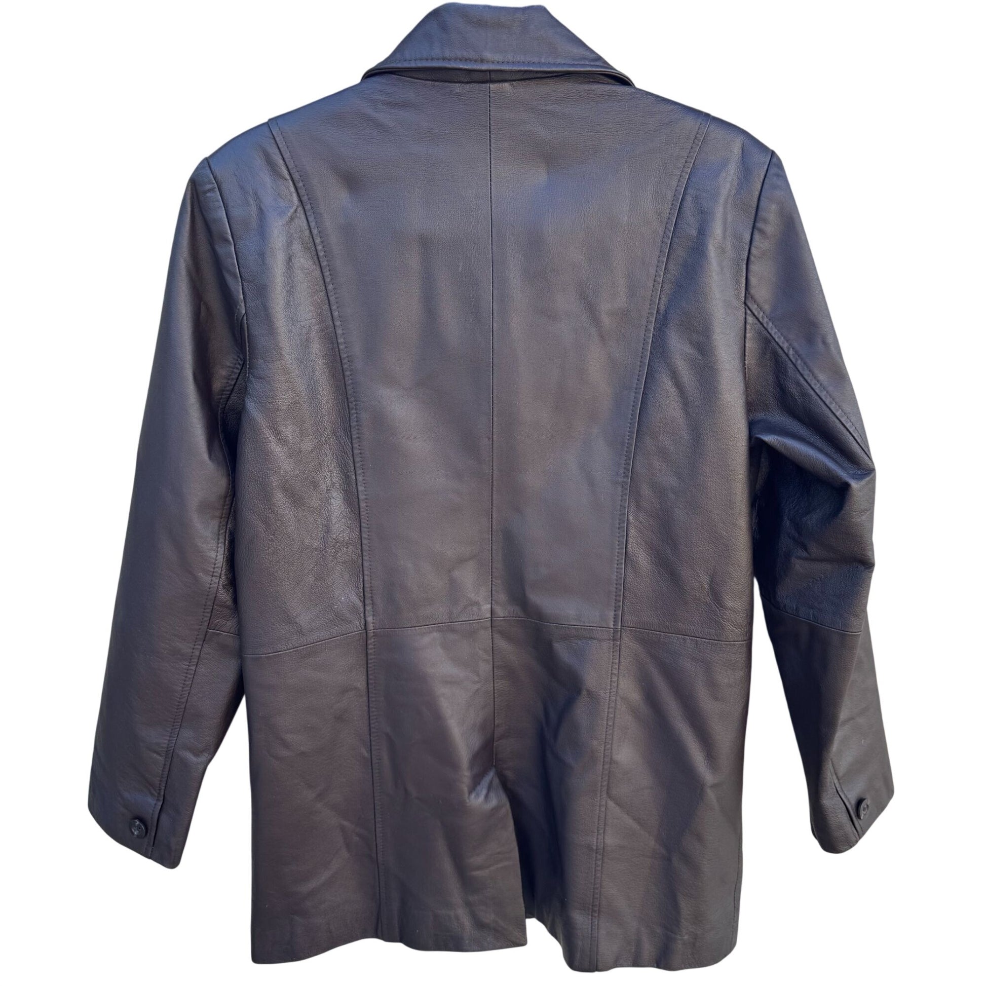 Terry Lewis Vintage Womens Brown Leather Blazer Jacket Coat S Classic Luxuries
