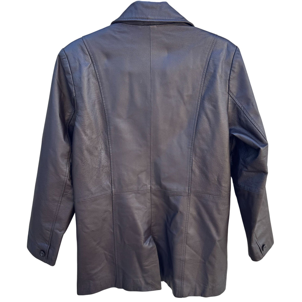 Terry Lewis Vintage Womens Brown Leather Blazer Jacket Coat S Classic Luxuries