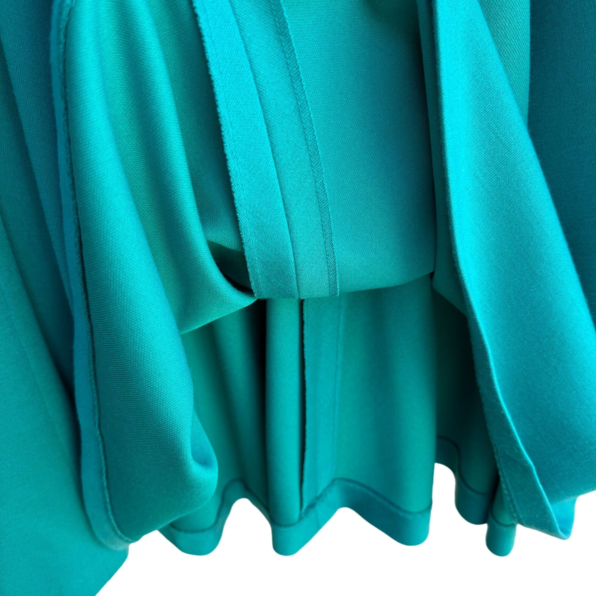 Vintage 50s 60s Style A-Line Fit Flare Teal Front Slash Pockets Full Midi Skirt