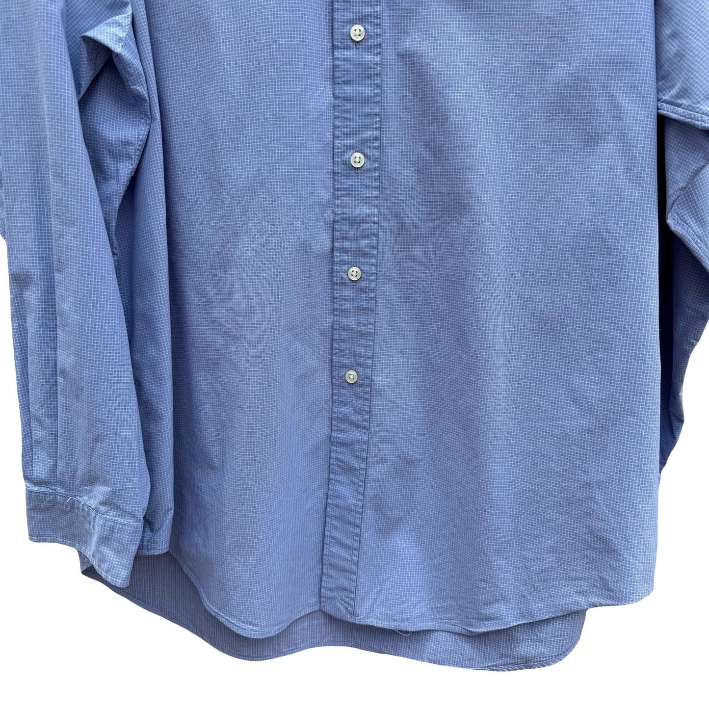 Ralph Lauren Vintage Blake Mens L Blue Micro Grid Button Down Shirt Long Sleeve