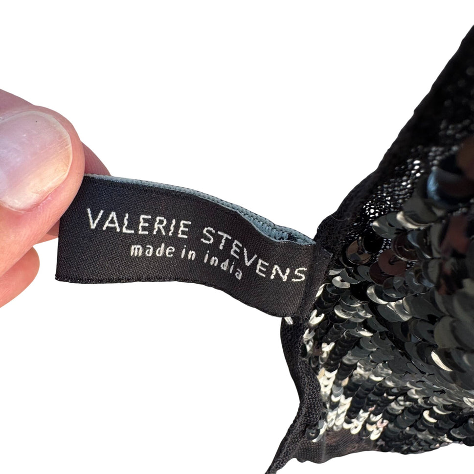 Valerie Stevens Womens Black Glam Party Sequin Mesh Scarf Wrap Belt Tie New OS