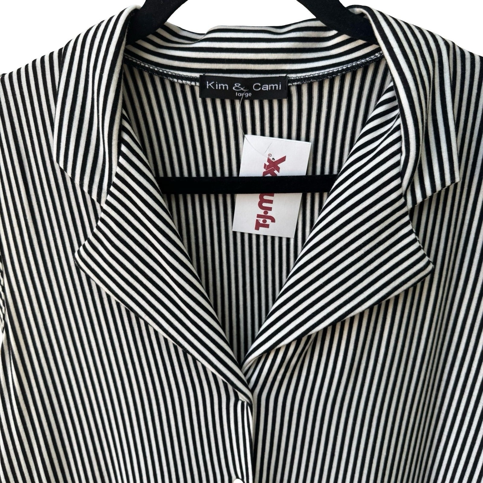 Kim & Cami Minimalist Preppy Nautical Mod Striped Tie Front Sleeveless Top L NEW