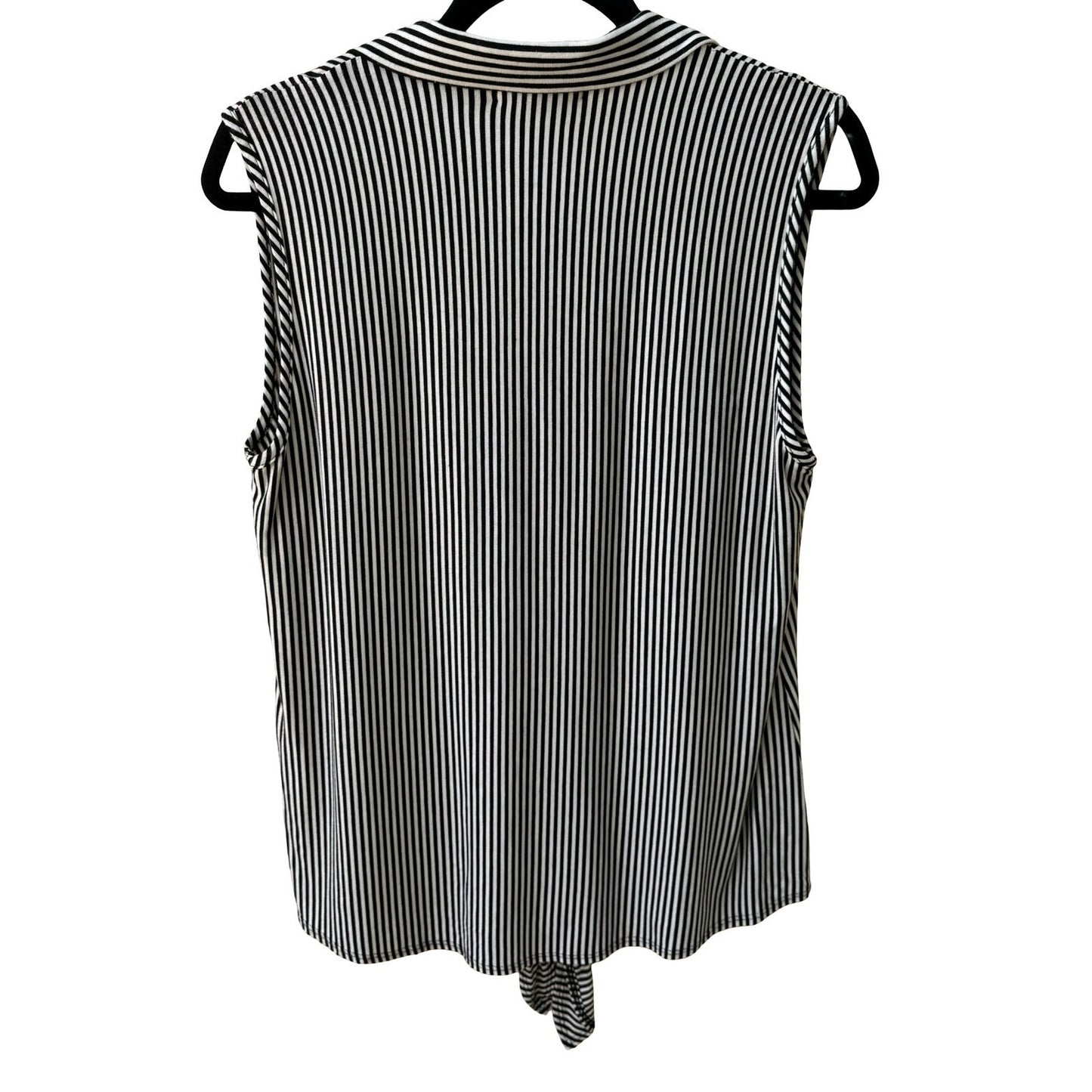 Kim & Cami Minimalist Preppy Nautical Mod Striped Tie Front Sleeveless Top L NEW