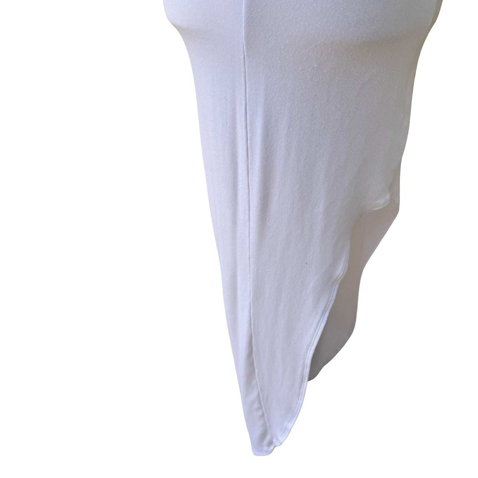 Riller & Fount Minimalist Clean Girl White Modal Racerback Maxi Dress High Low 0
