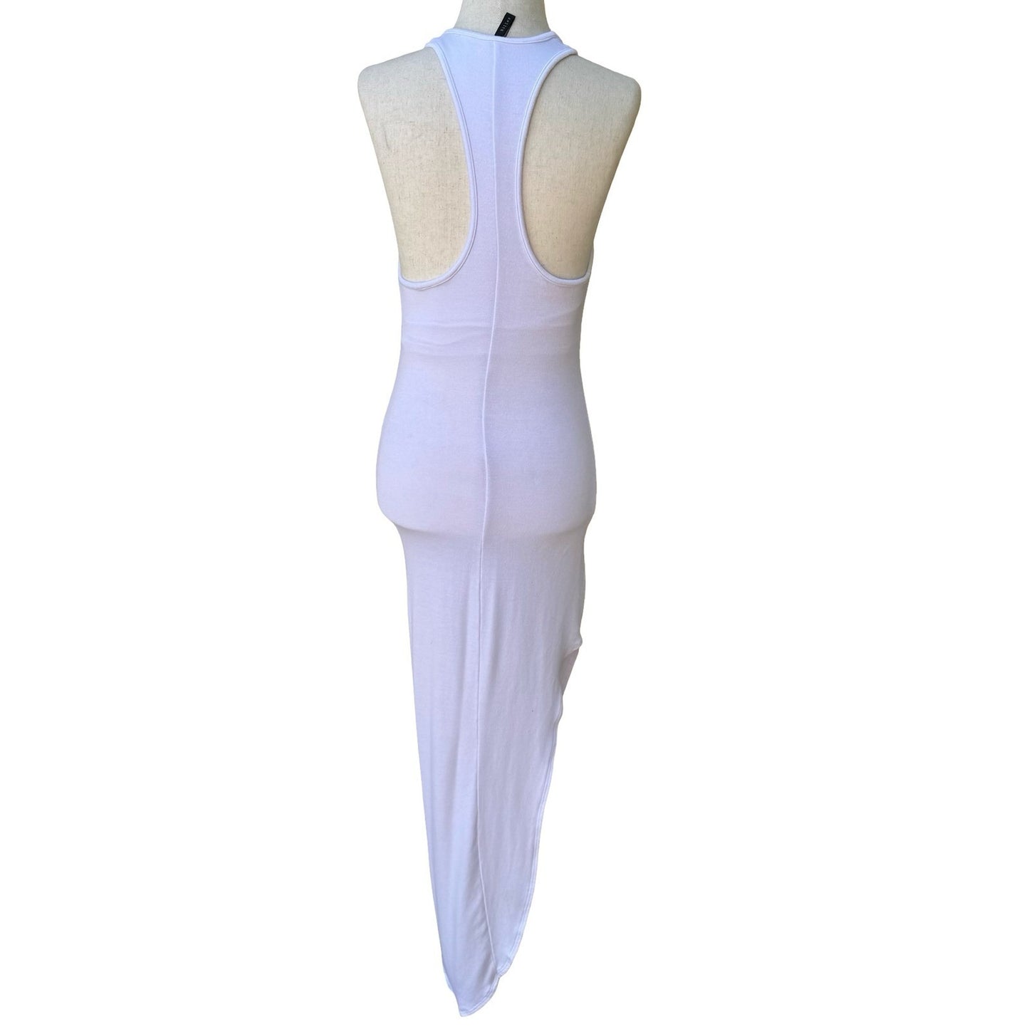 Riller & Fount Minimalist Clean Girl White Modal Racerback Maxi Dress High Low 0