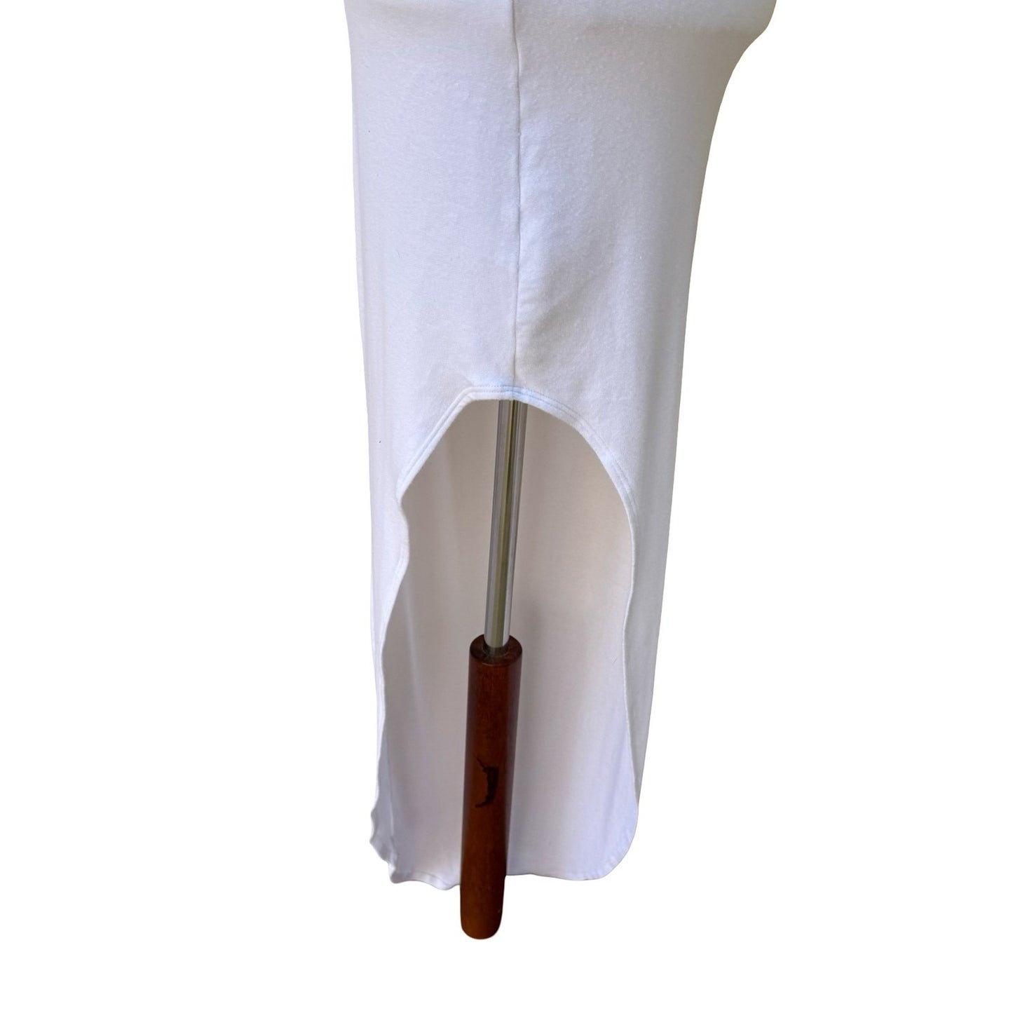 Riller & Fount Minimalist Clean Girl White Modal Racerback Maxi Dress High Low 0