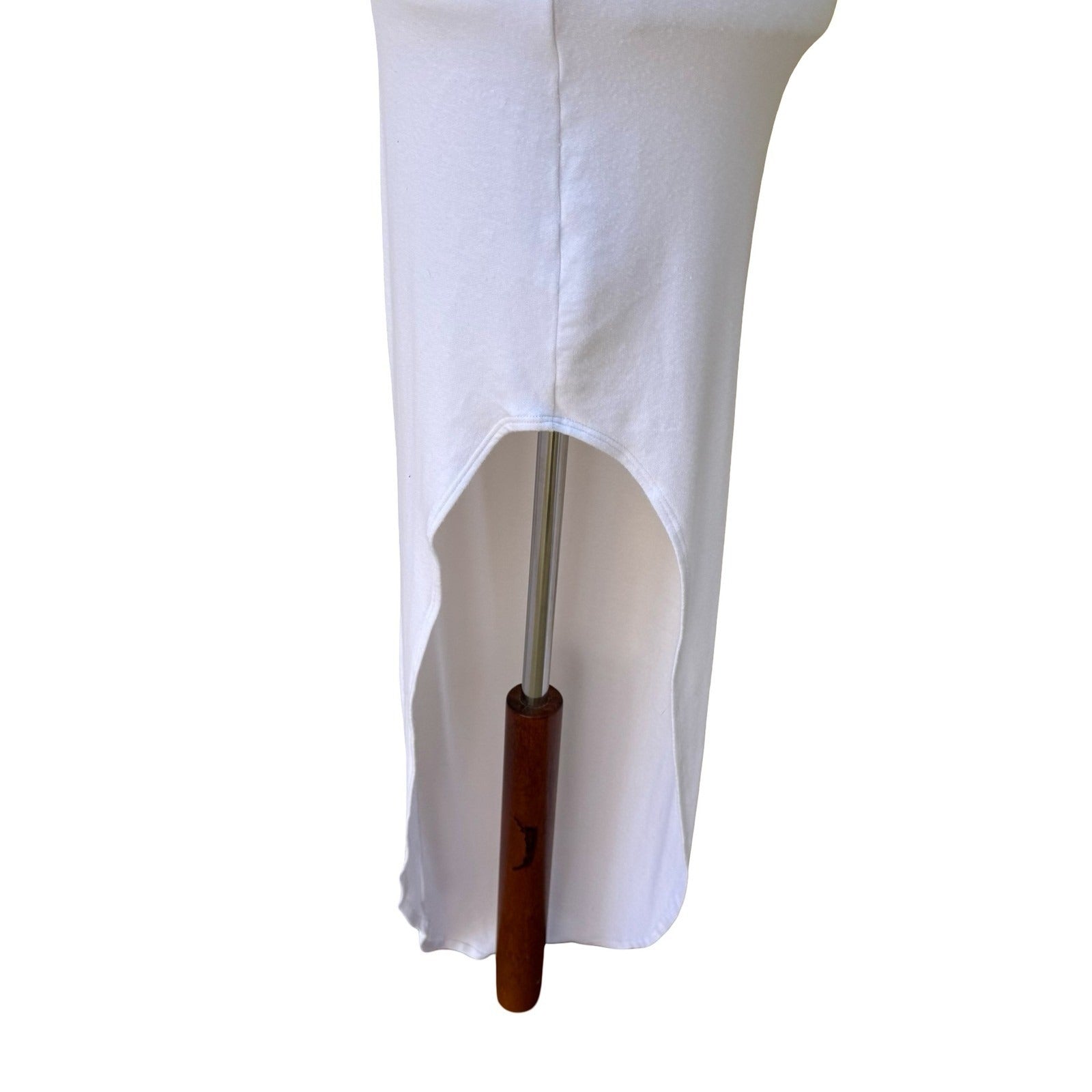 Riller & Fount Minimalist Clean Girl White Modal Racerback Maxi Dress High Low 0