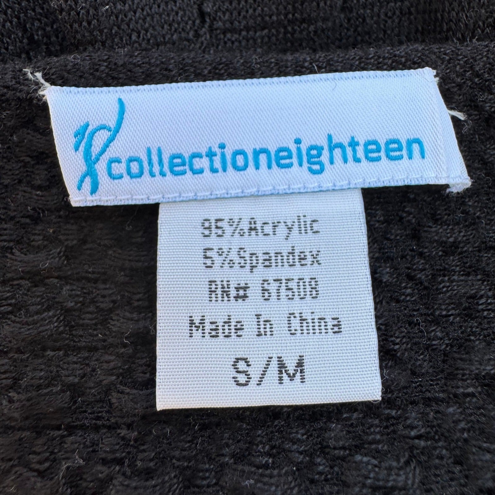 Collection Eighteen Y2K Coquette Pointelle Knit Semi Sheer Midi Dress Black S/M