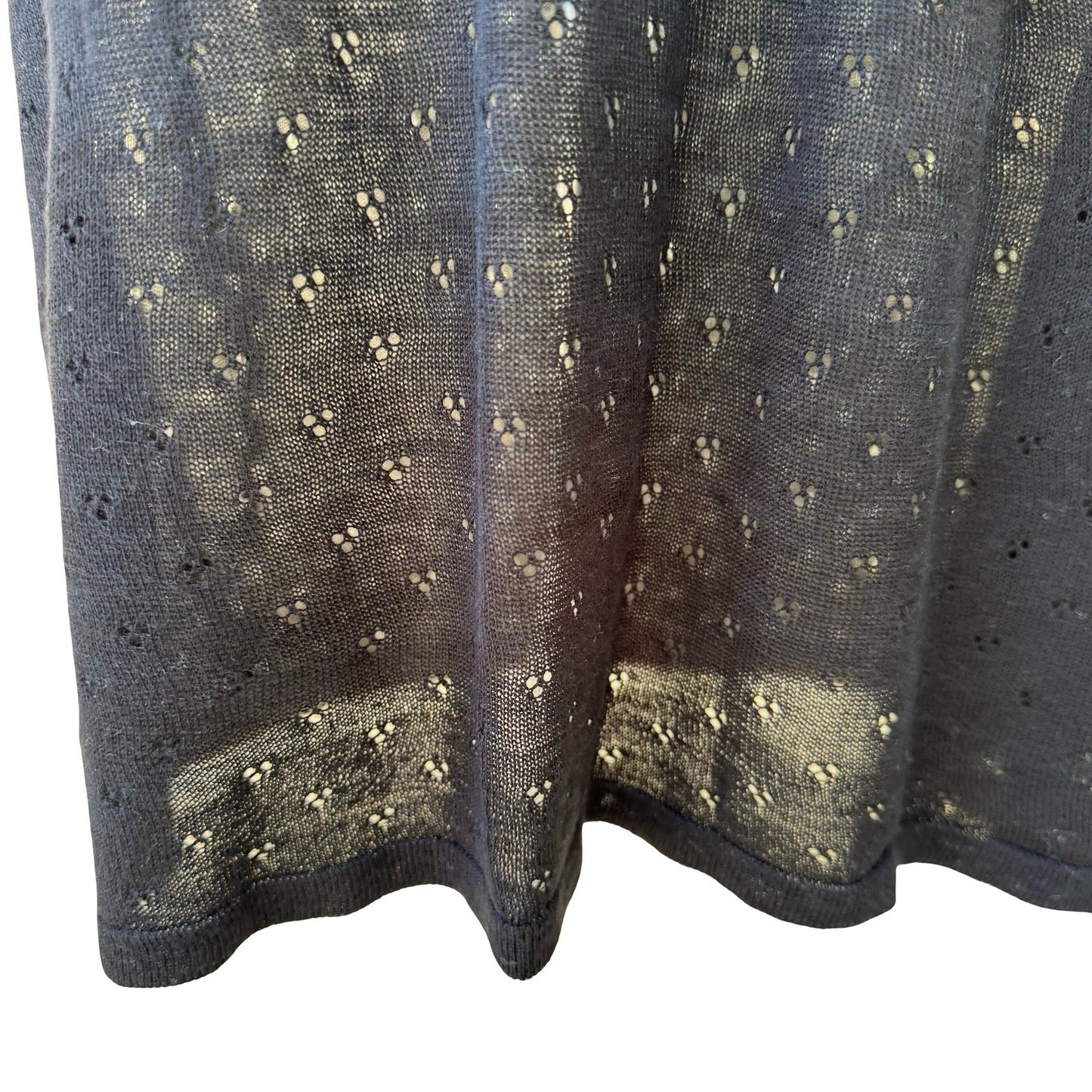 Collection Eighteen Y2K Coquette Pointelle Knit Semi Sheer Midi Dress Black S/M