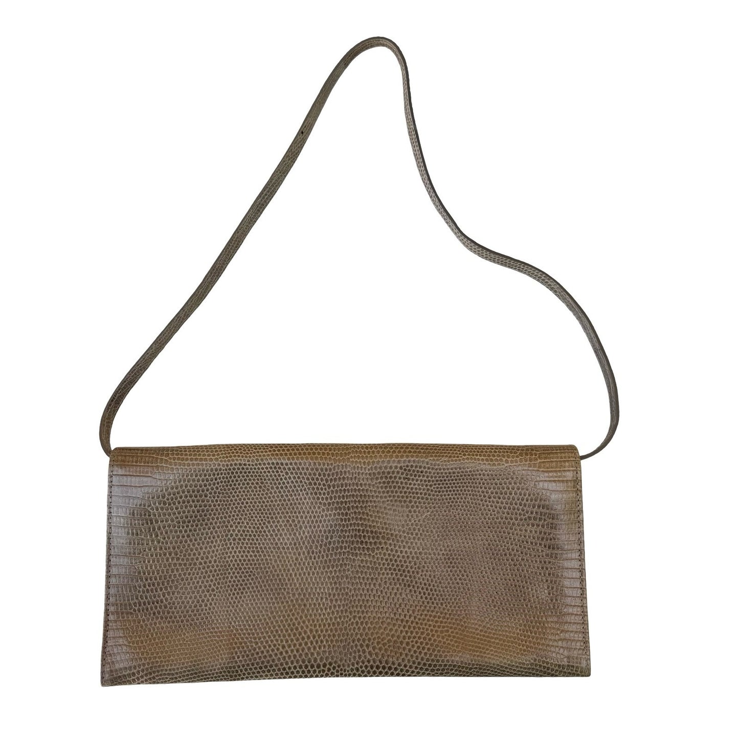 Calvin Klein Vintage Y2K Lizard Embossed Minimalist Leather Shoulder Bag Clutch