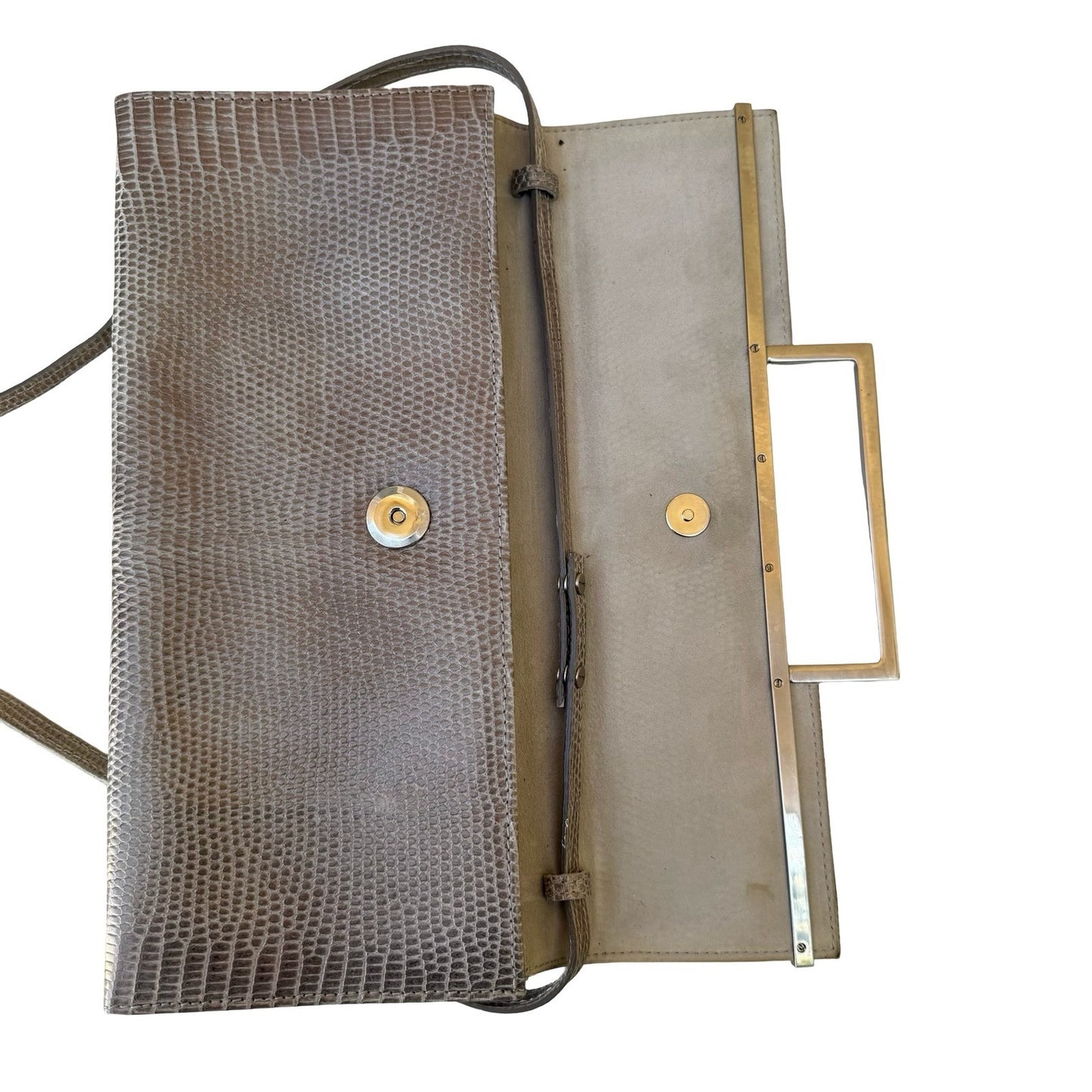 Calvin Klein Vintage Y2K Lizard Embossed Minimalist Leather Shoulder Bag Clutch