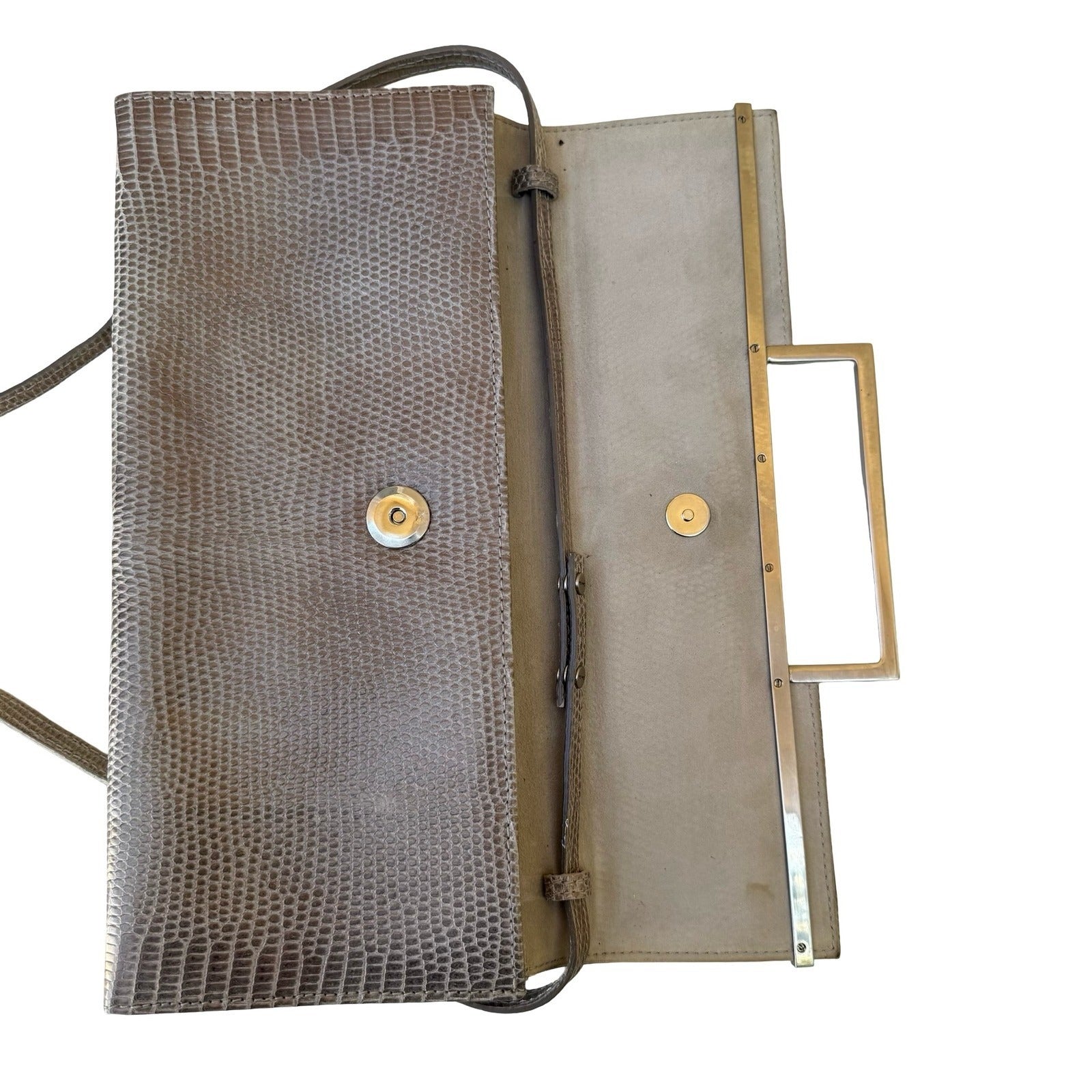 Calvin Klein Vintage Y2K Lizard Embossed Minimalist Leather Shoulder Bag Clutch