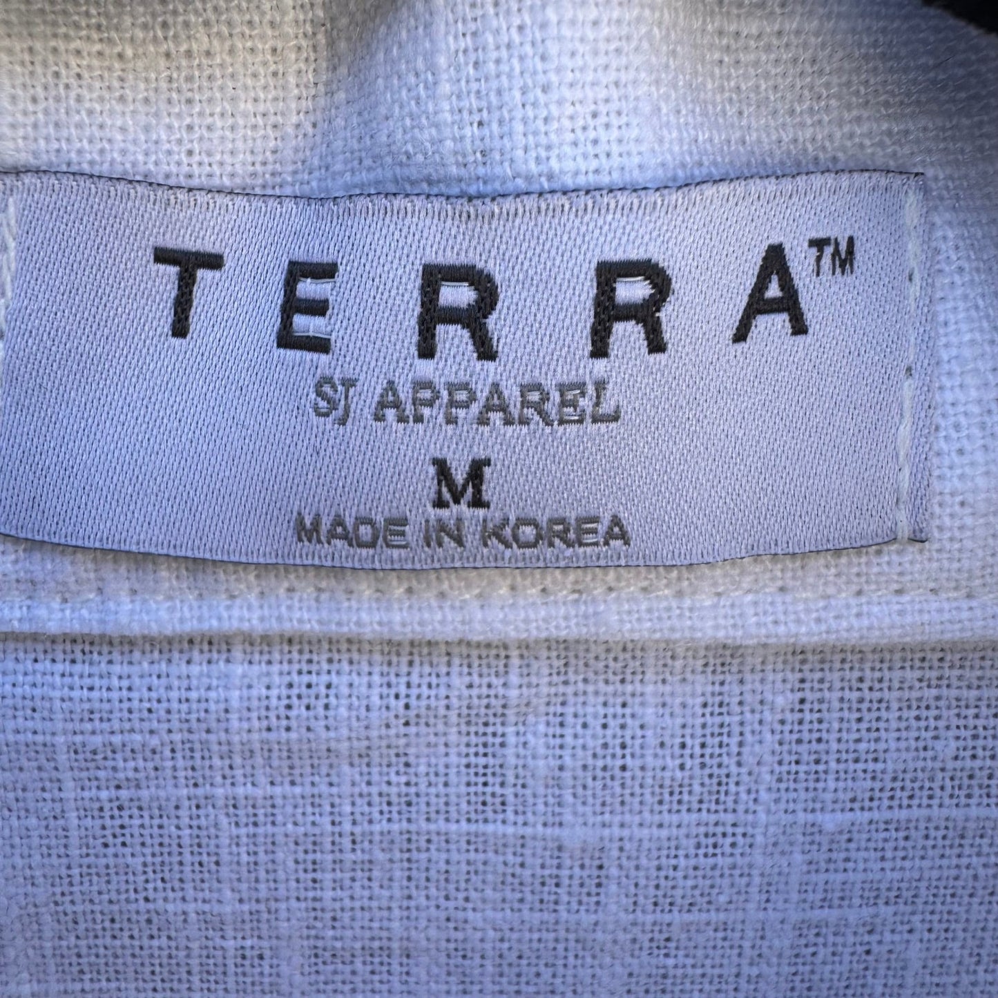 Terra SJ Apparel Linen Ruffle Collar Blazer Jacket Womens M Coastal Lagenlook