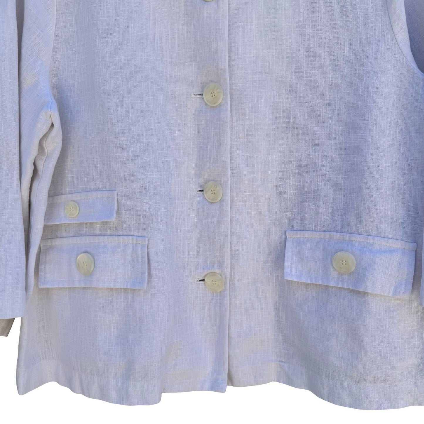 Terra SJ Apparel Linen Ruffle Collar Blazer Jacket Womens M Coastal Lagenlook