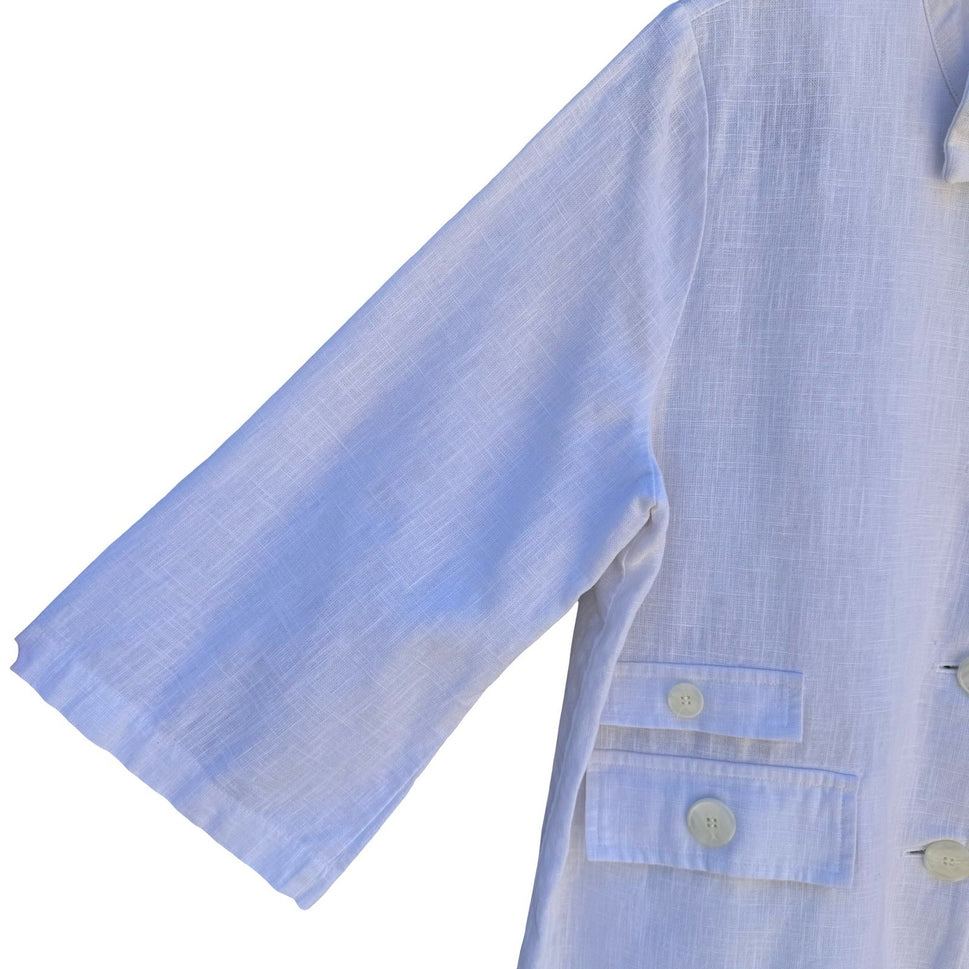 Terra SJ Apparel Linen Ruffle Collar Blazer Jacket Womens M Coastal Lagenlook