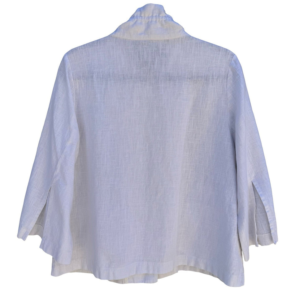 Terra SJ Apparel Linen Ruffle Collar Blazer Jacket Womens M Coastal Lagenlook