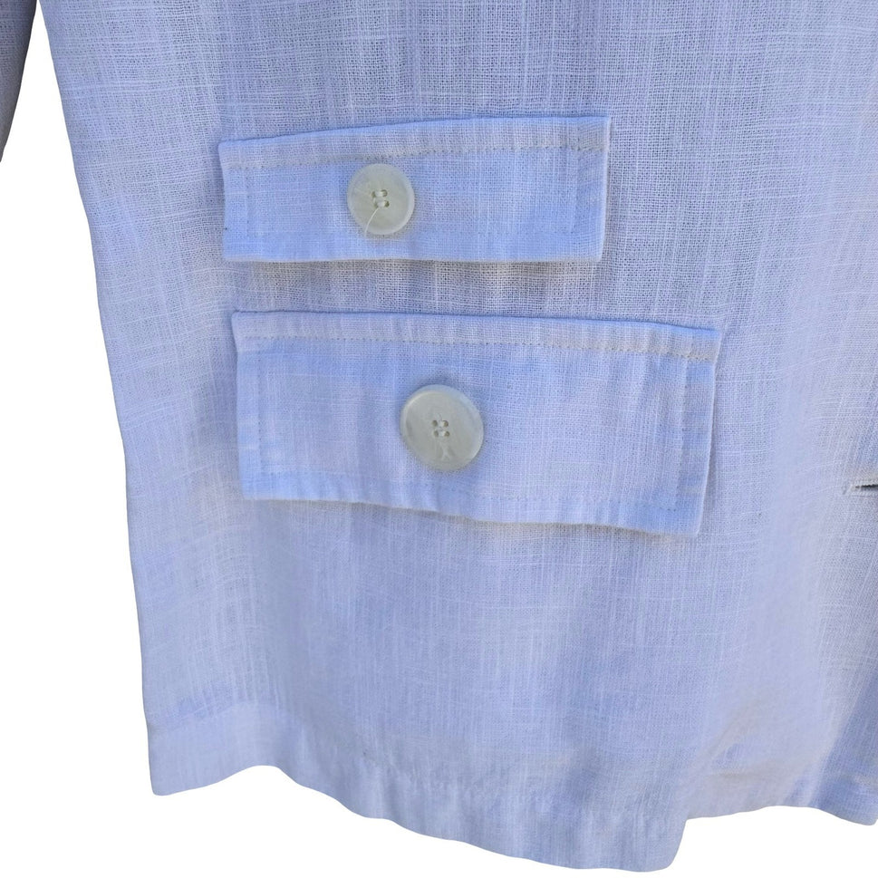 Terra SJ Apparel Linen Ruffle Collar Blazer Jacket Womens M Coastal Lagenlook