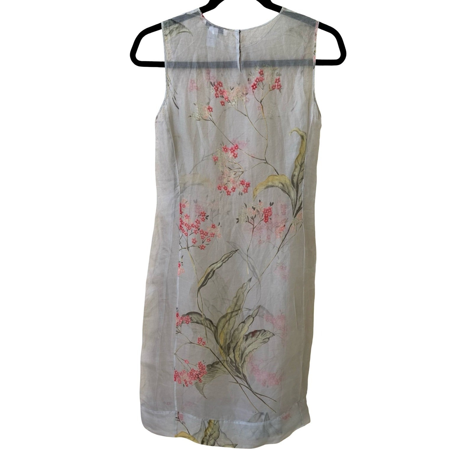 BCBG Max Azria Y2K Coquette Fairy 100% Silk Sheer Floral Sleeveless Shift Dress