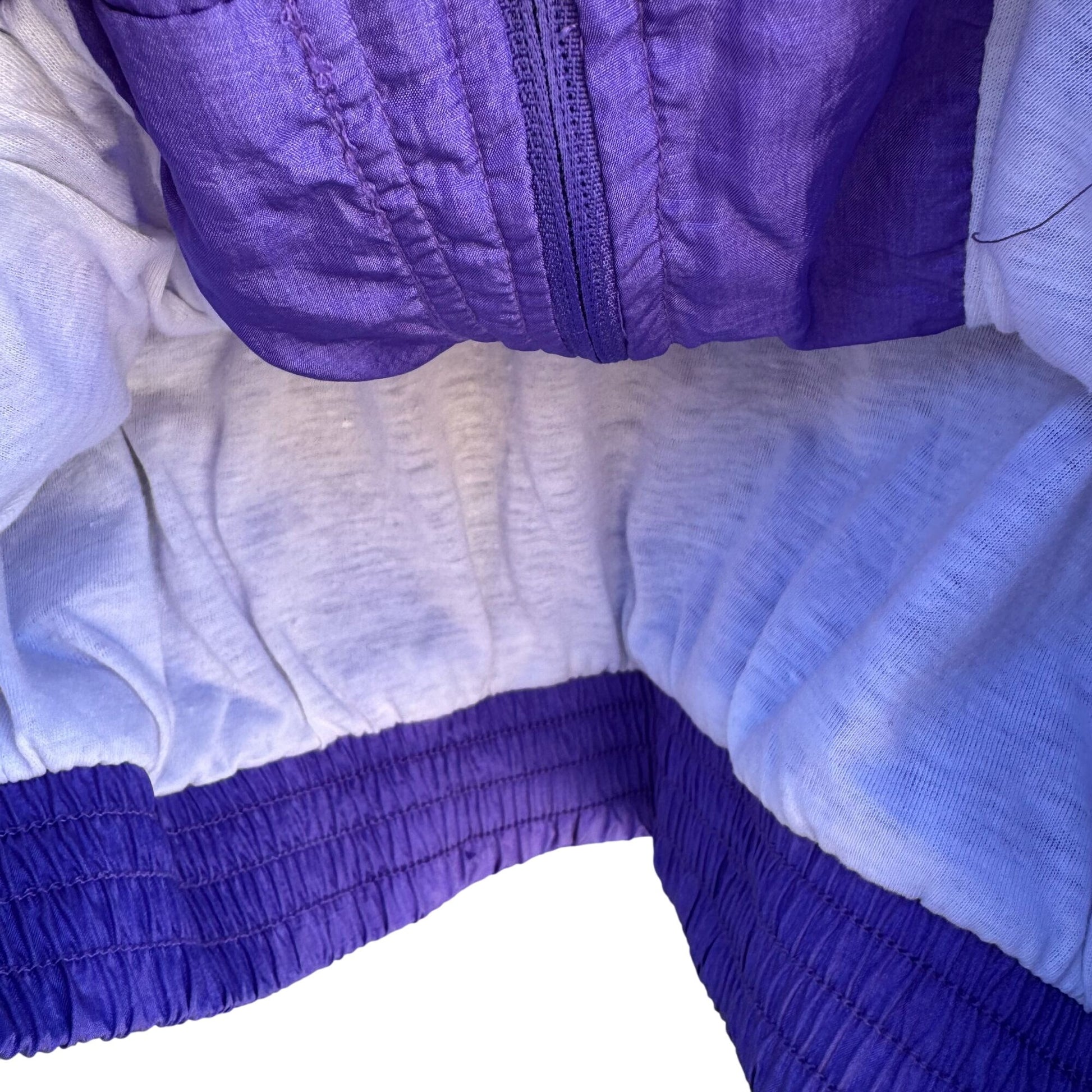 Lavon Vintage 80s Starfish Print High Collar Purple Swishy Windbreaker Jacket S