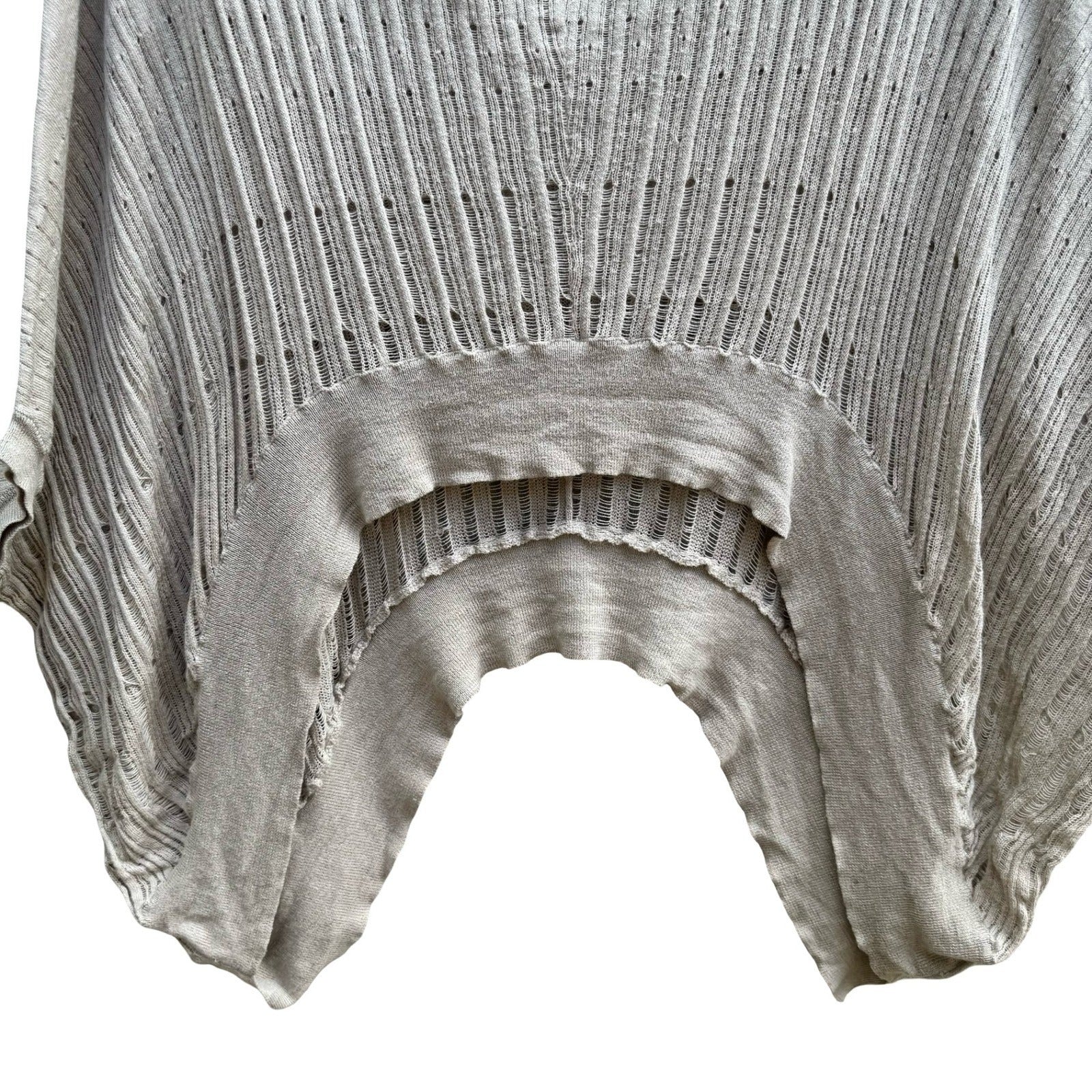 LAMB Gwen Stefani Boho Layering Cotton Cashmere Pointelle Knit Poncho Sweater PS