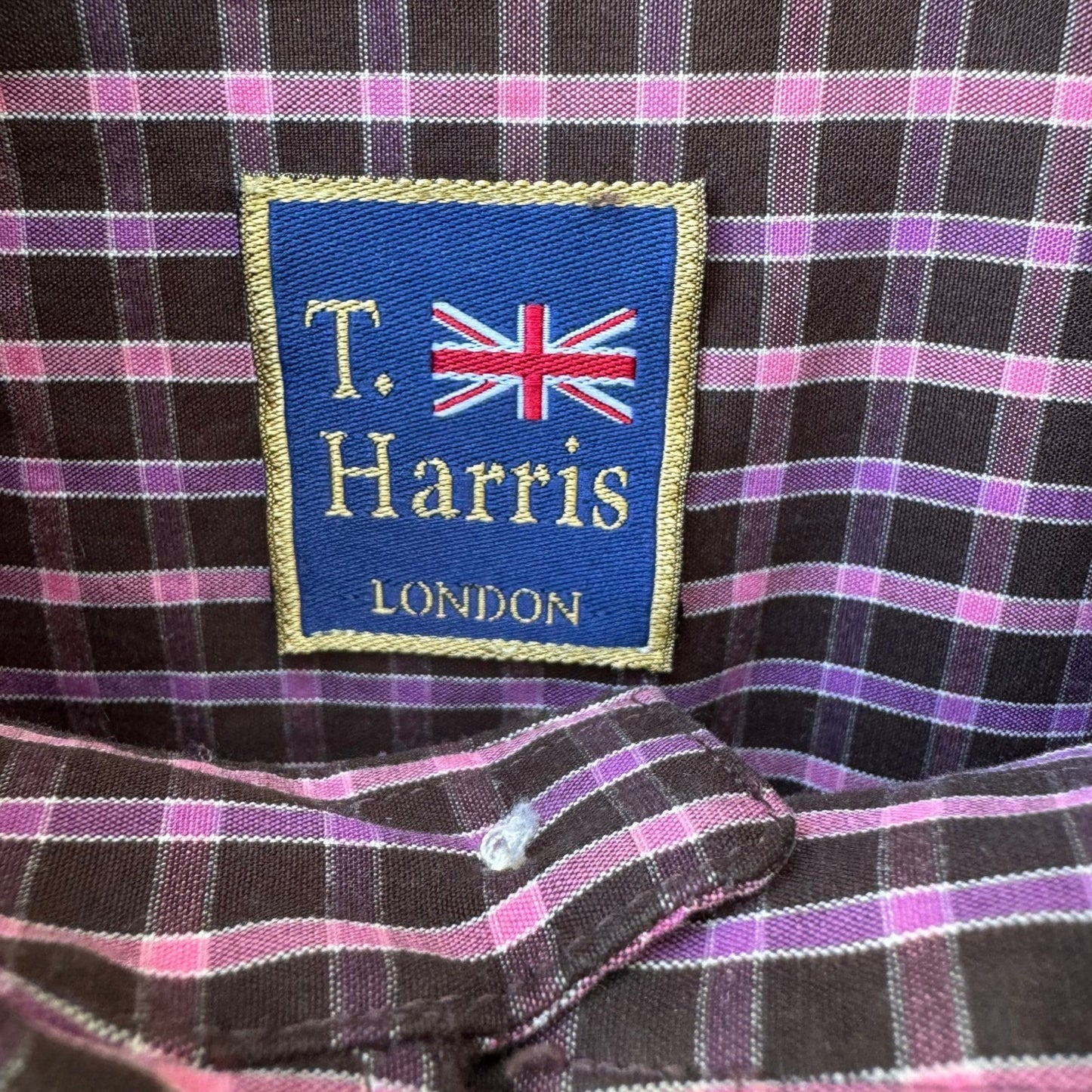 T Harris London Preppy Plaid Gingham Professional Cotton Career Shirt Mens L