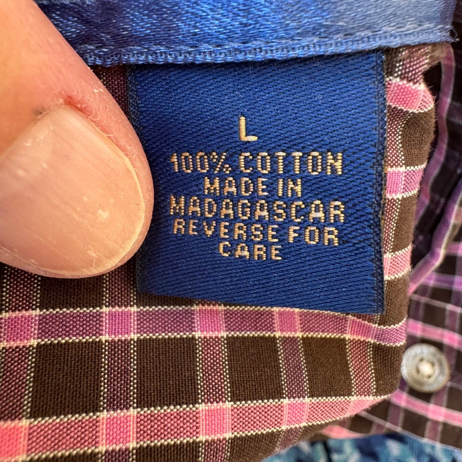 T Harris London Preppy Plaid Gingham Professional Cotton Career Shirt Mens L