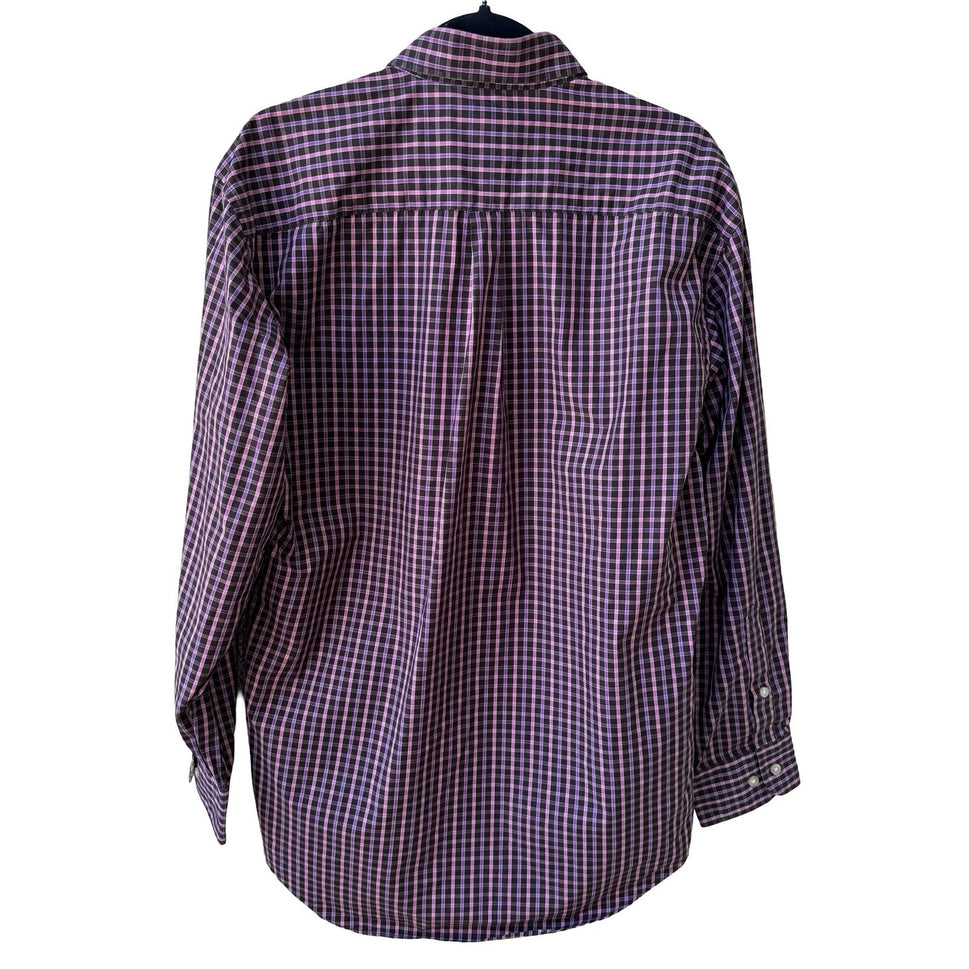 T Harris London Preppy Plaid Gingham Professional Cotton Career Shirt Mens L