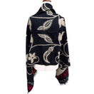 Switch Vintage Floral Wool Blend Black Wrap Scarf Shawl Red Diamond Border Fringe Boho 2 image