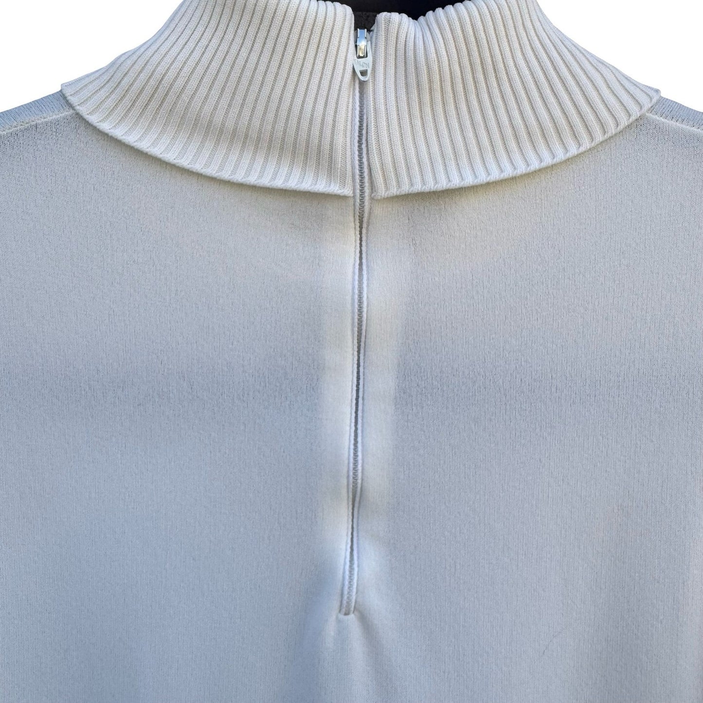 Switchmates Vintage 70s Sleeveless Mock Neck Knit Top Off-White Back Zip M Mod