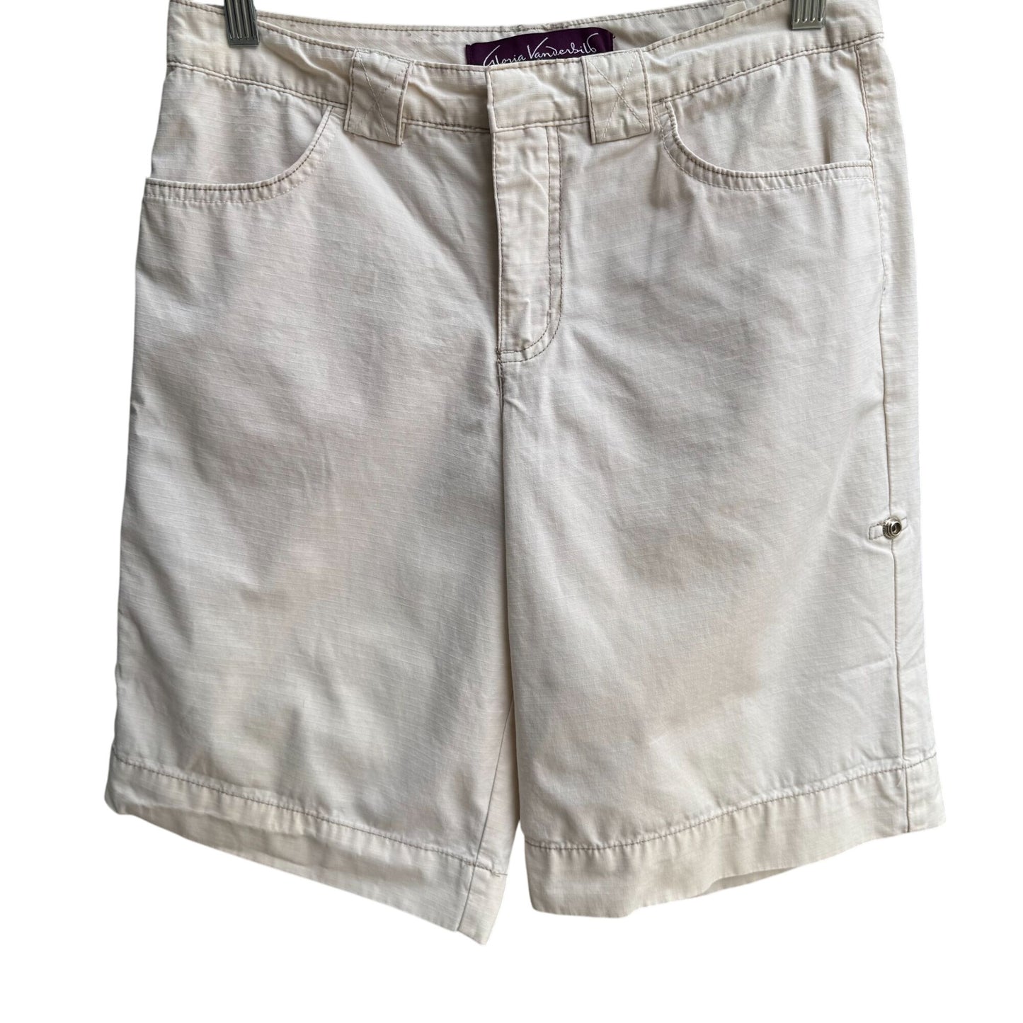 Gloria Vanderbilt Womens Beige Casual Cotton Preppy Roll Hem Bermuda Shorts 8