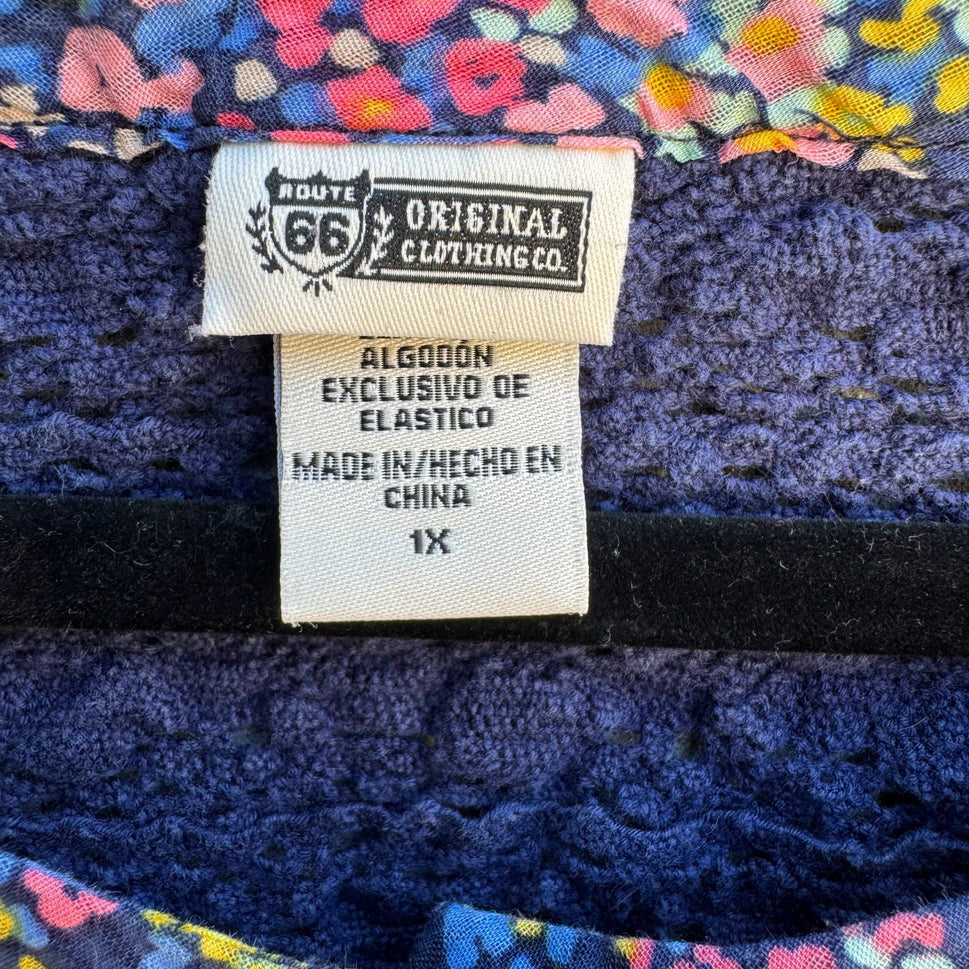 Route 66 Original Clothing Co. Vintage Womens Lace Back Floral Tunic Blouse 1X
