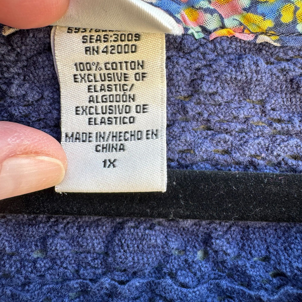 Route 66 Original Clothing Co. Vintage Womens Lace Back Floral Tunic Blouse 1X