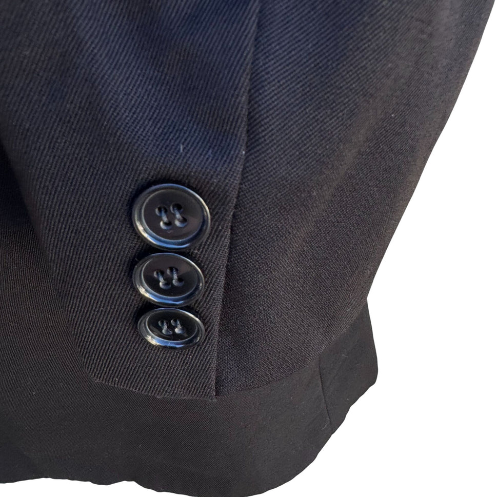 Modesto Uomo Vintage Mens Black Two Button Double Breasted Wool Blazer Jacket 46