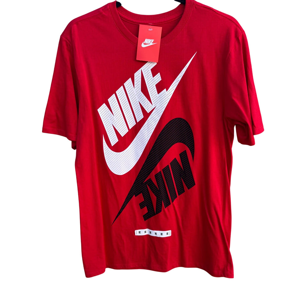 Nike Mens Red Athletic Cut Tee Shirt Two Futuras Logo Graphic Design New M