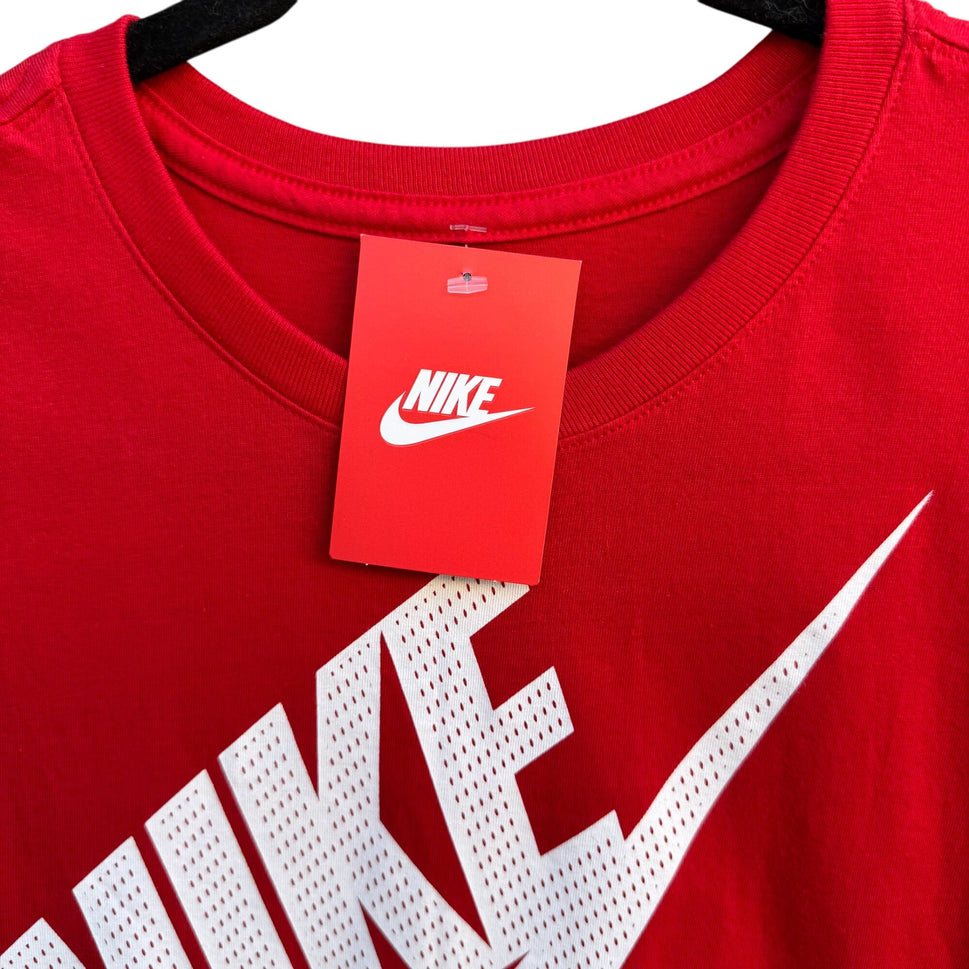 Nike Mens Red Athletic Cut Tee Shirt Two Futuras Logo Graphic Design New M