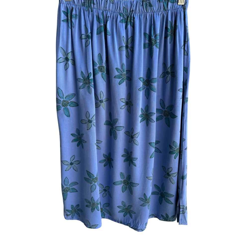 Cow & Lizard Vintage Womens Blue Floral Boho Tencil Cotton Full Flowy Skirt New M