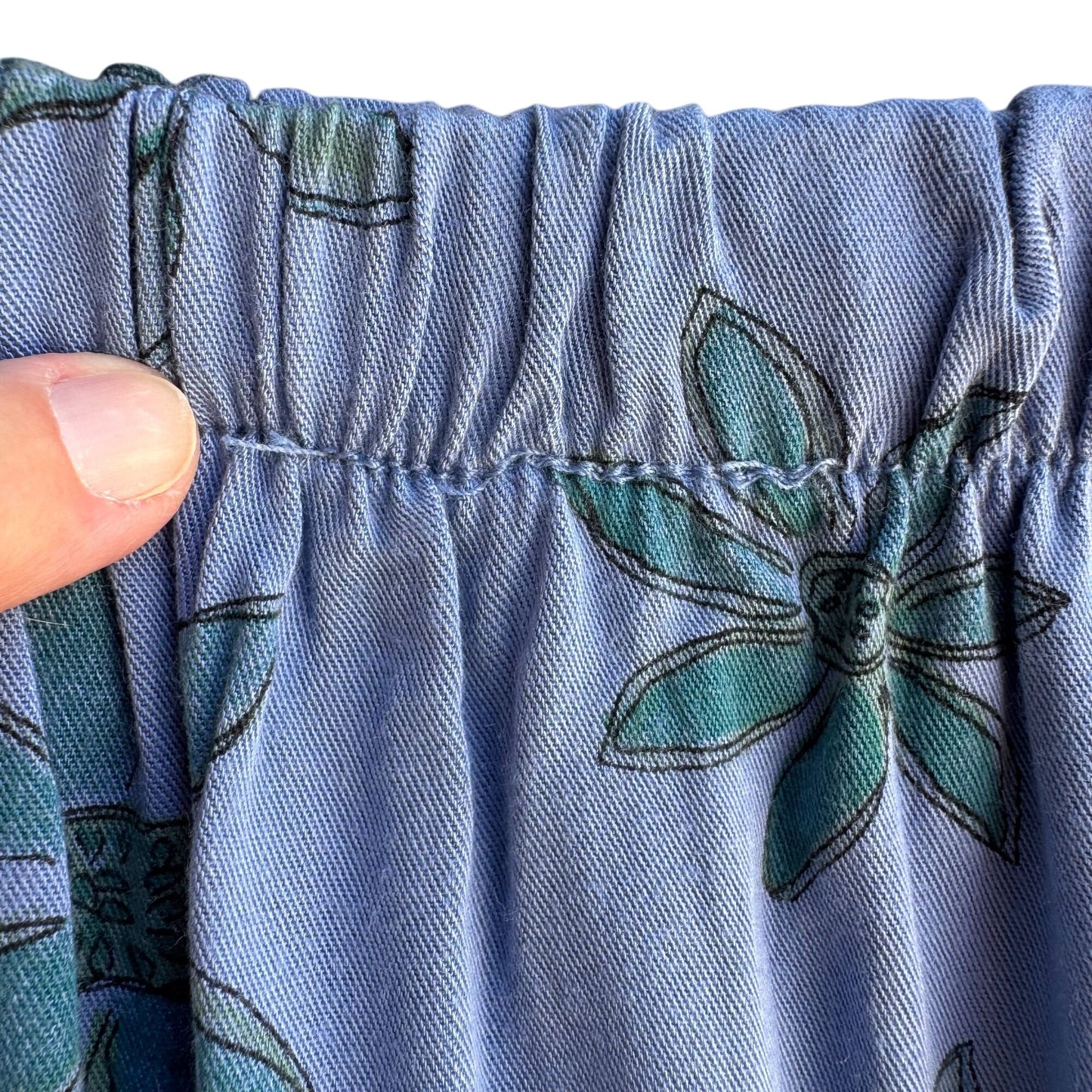 Cow & Lizard Vintage Womens Blue Floral Boho Tencil Cotton Full Flowy Skirt New M