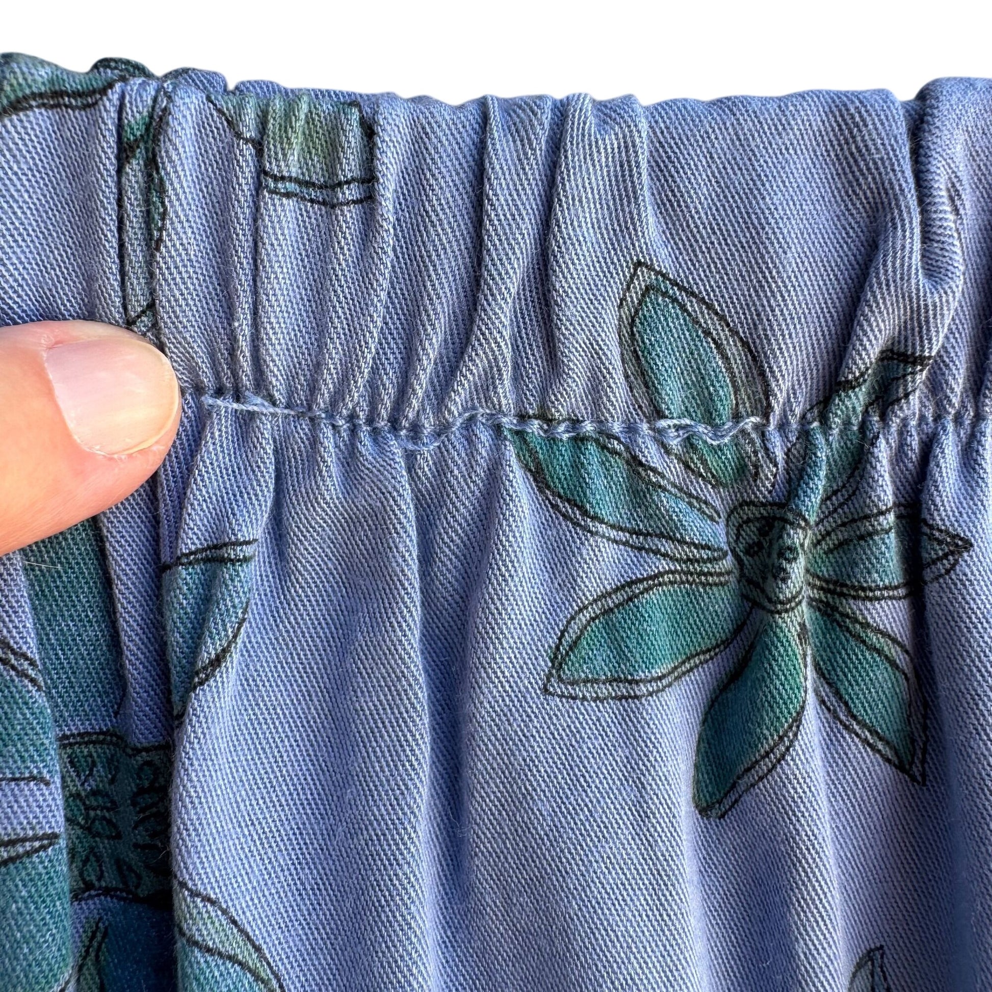 Cow & Lizard Vintage Womens Blue Floral Boho Tencil Cotton Full Flowy Skirt New M