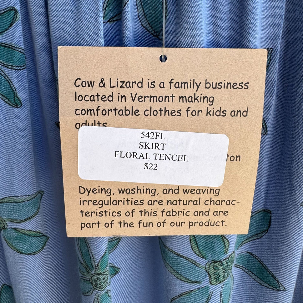 Cow & Lizard Vintage Womens Blue Floral Boho Tencil Cotton Full Flowy Skirt New M