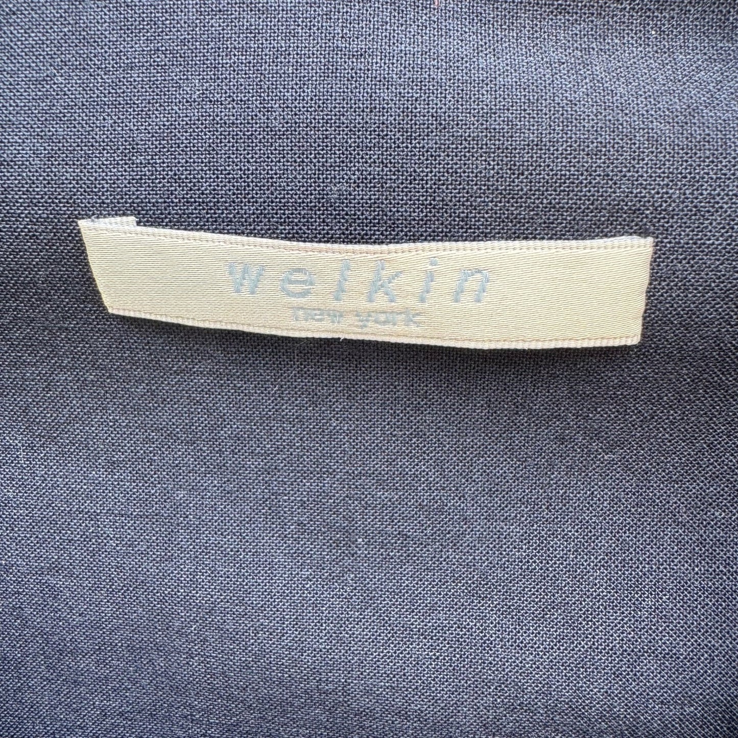 Welkin New York Minimalist Navy Stretch Wool Asymmetrical Zip Jacket Pant Suit